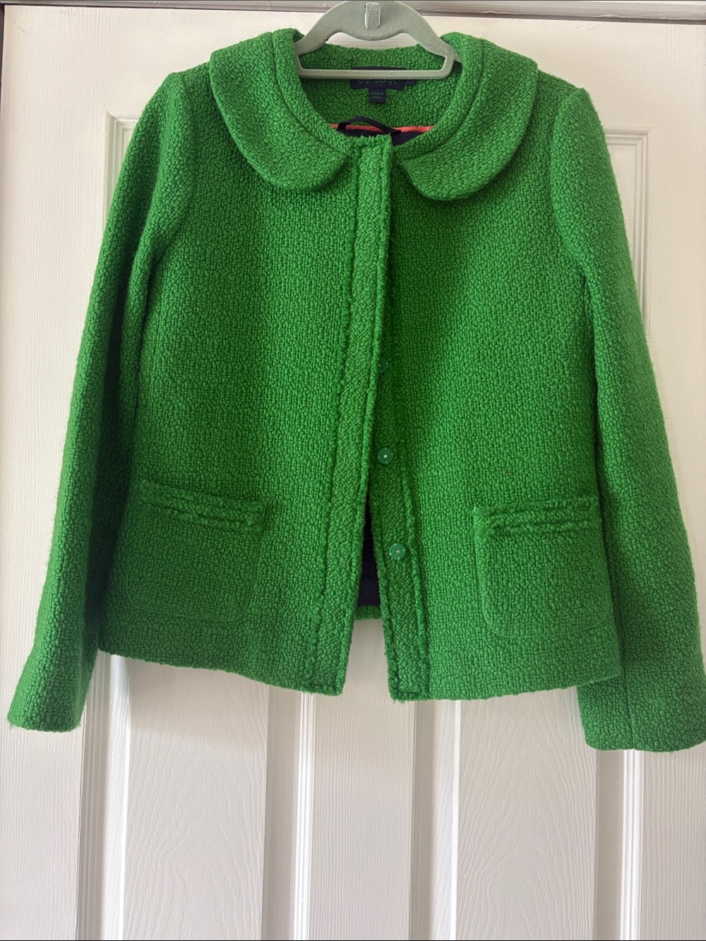 Women's Bright Green Textured Bouclé Jacket